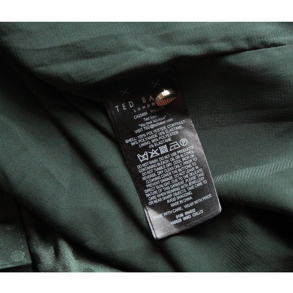 Ted Baker Chllo Lace-Detail Long Sleeve Dress / 4 Large 10 / Dark Green Flowy - Picture 13 of 13